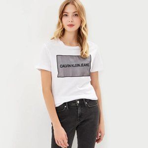 Calvin Klein dámské bílé tričko Woven - M (112)